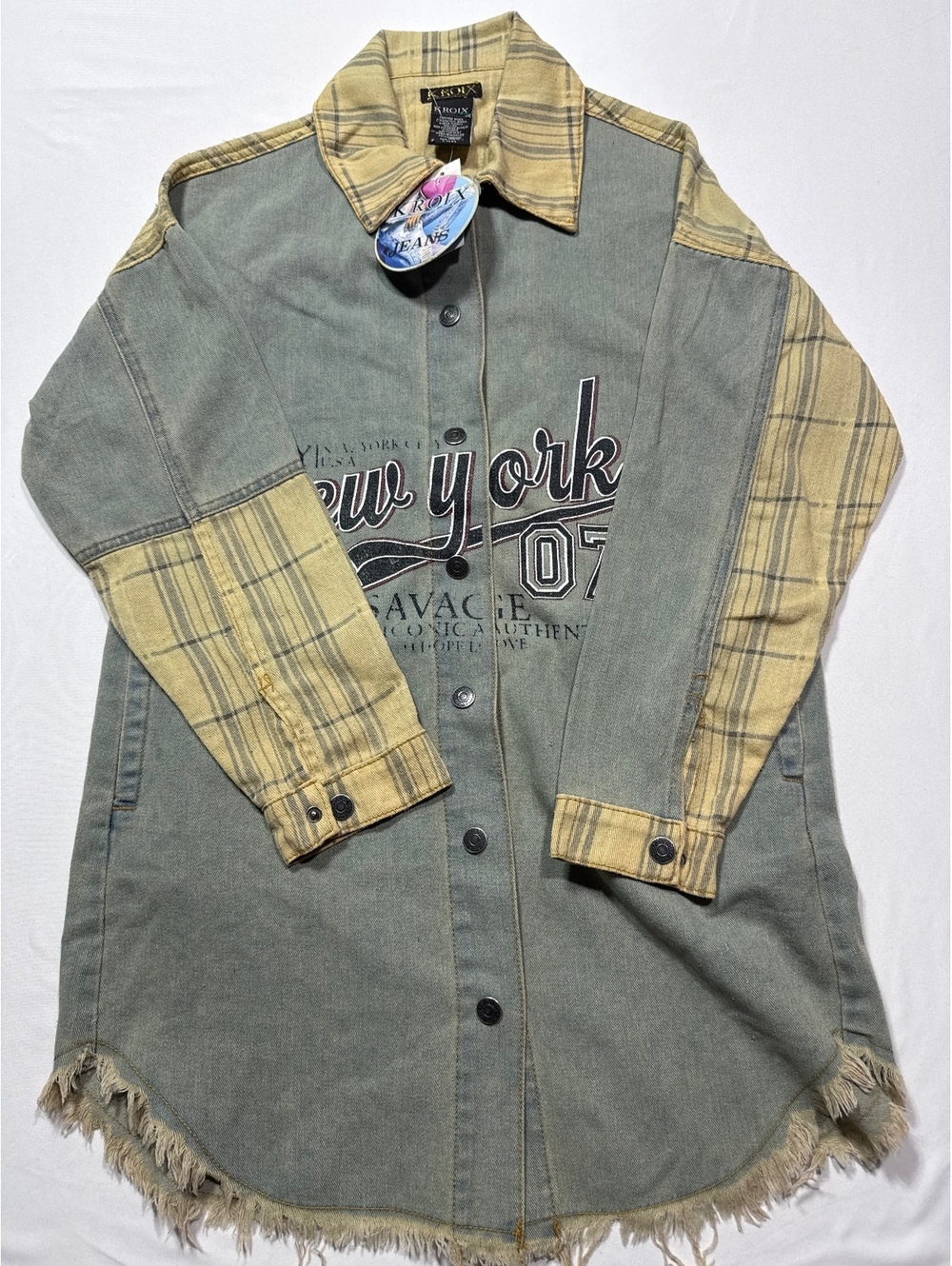 Kroix Vintage-Inspired New York Blessed Denim Shirt Jacket -